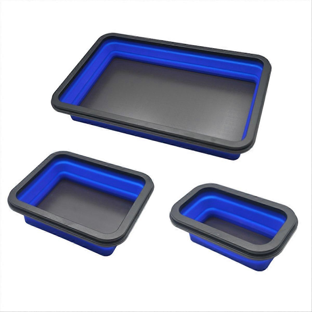 3Pcs Foldable Magnetic Screw Tray Silicone Tool Storage Organizer Box