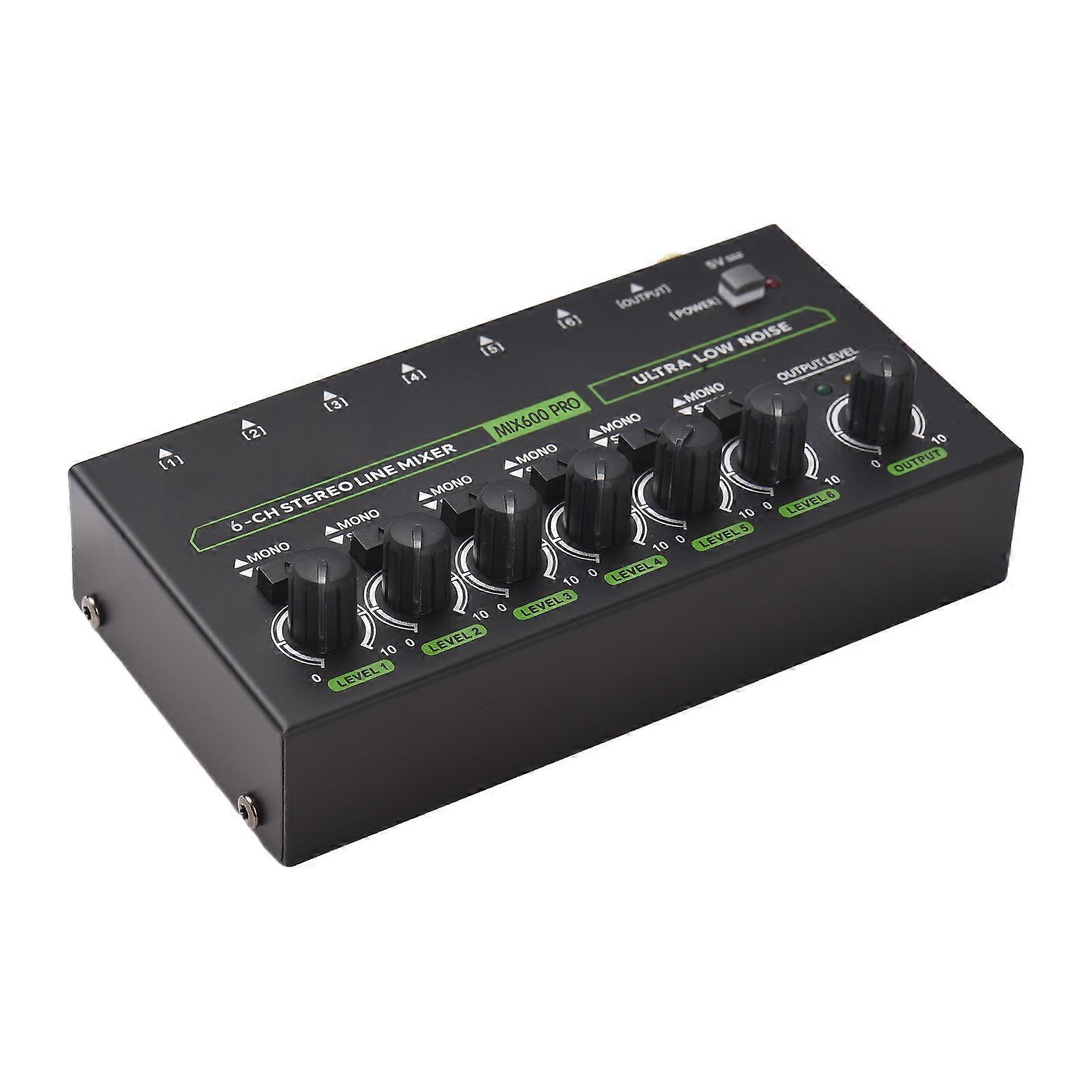 6-Channel Audio Mixer Mini Audio Mixer Stereo Mono Switching 6.35mm TRS/TS Input Metal Shell Type-C Audio Processor Ultralow-noise Mixer  Independent