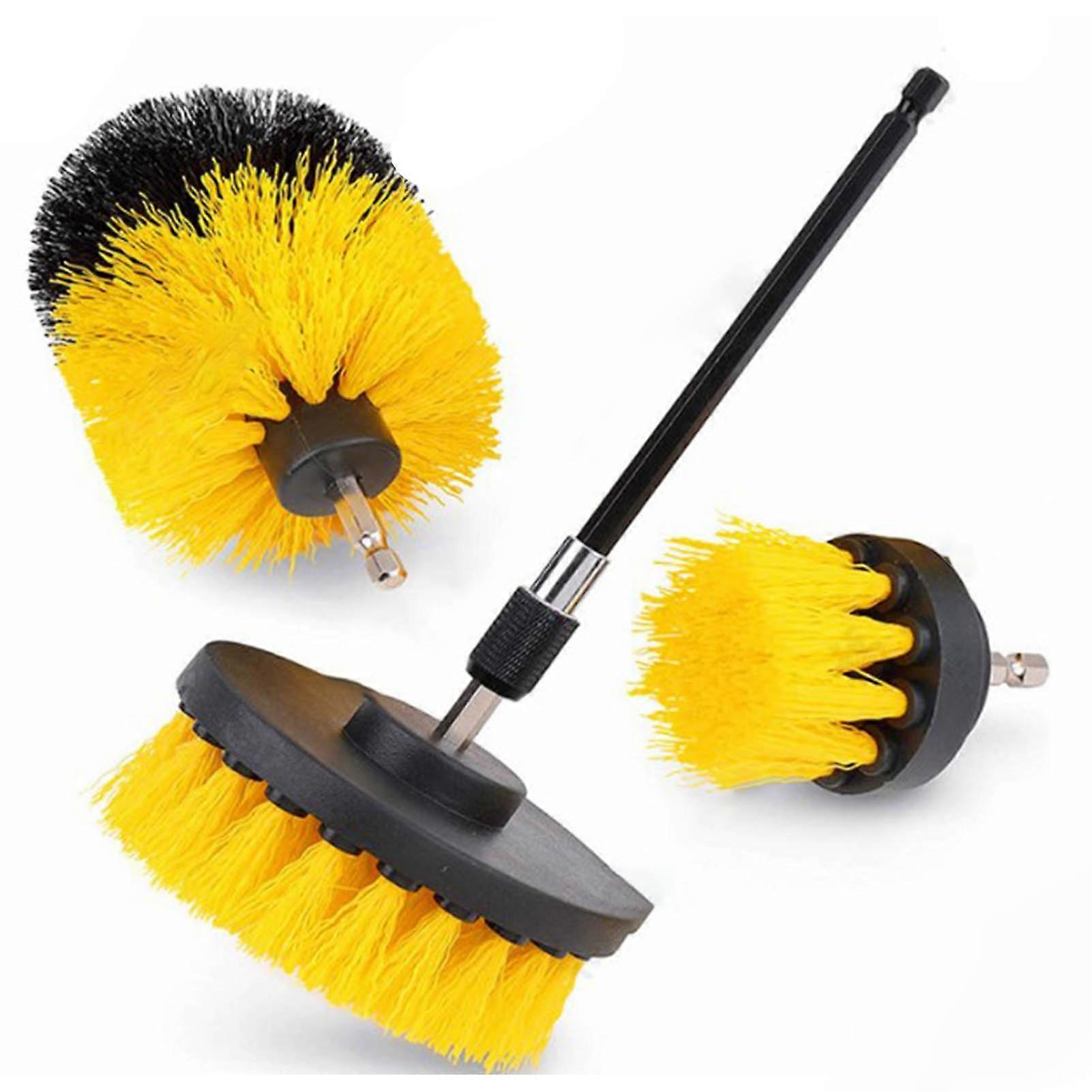 Car drill cleaning brush set - 4PCS yellow power scrubber
