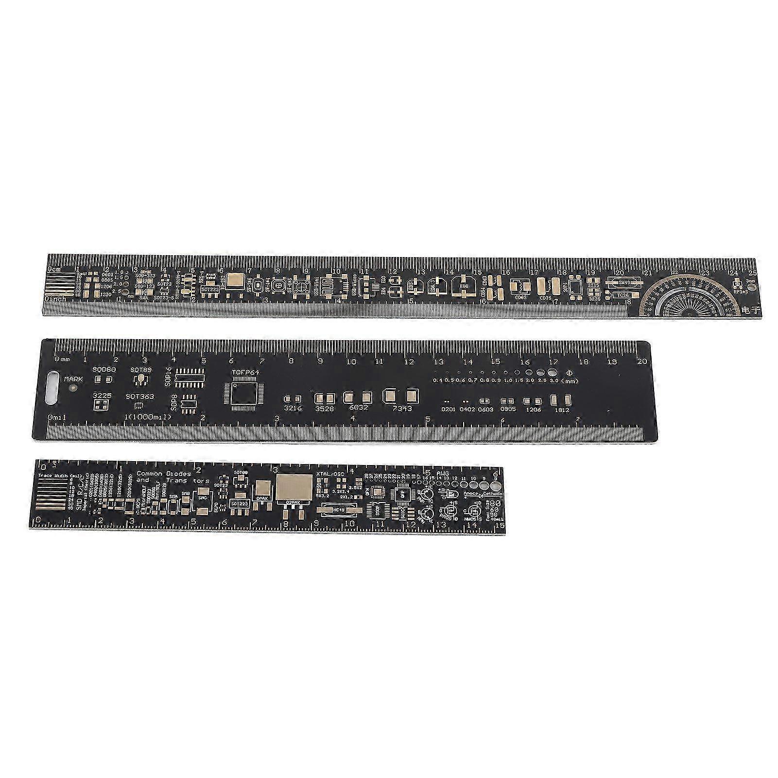 3PCS 6.3/7.87/10.23 inch Multifunctional Printed Circuit Board Ruler for Electronic Engineers