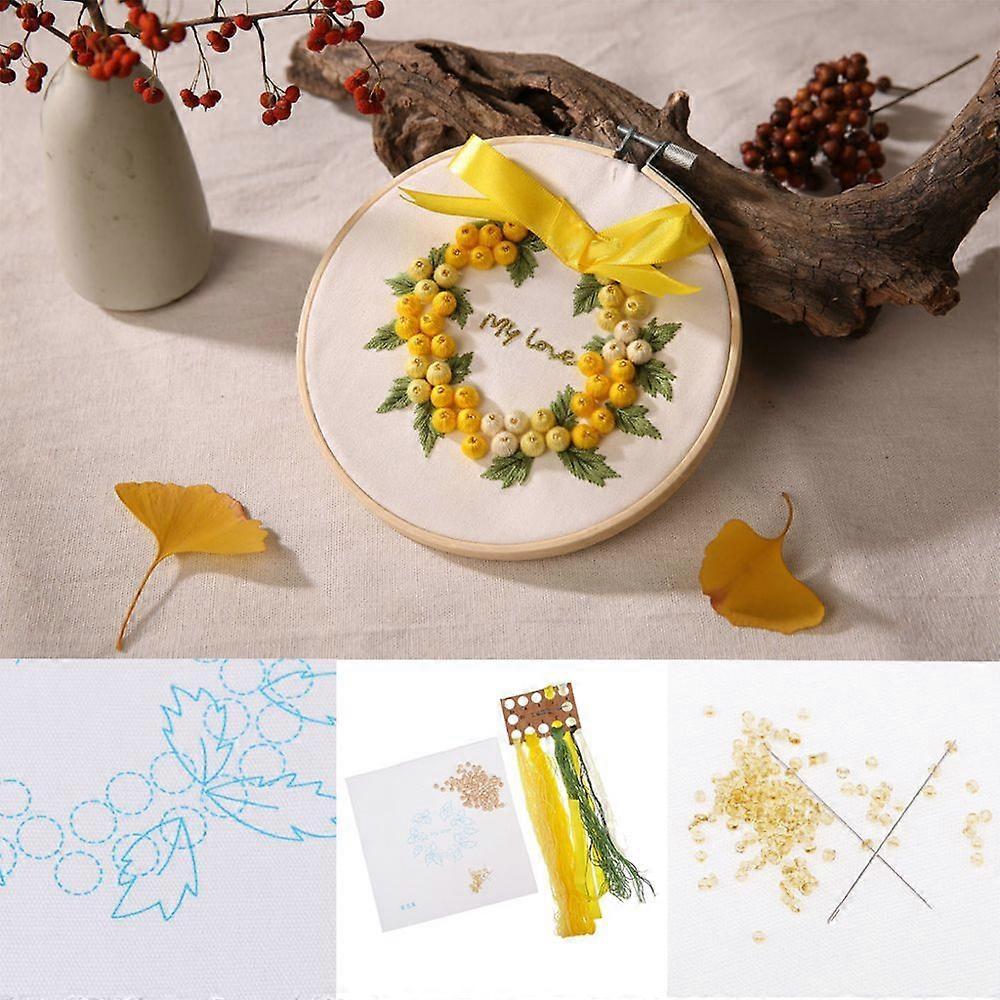 creative diy tools thread fabric cross stitch embroidery starter kit yellow