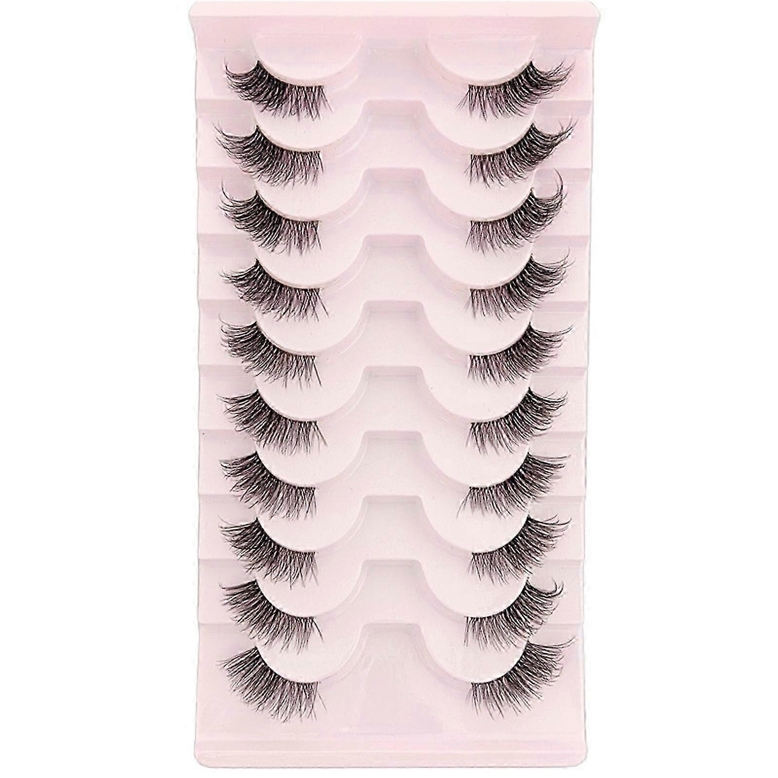 10Pair Half Lashes Cat-Eye Lashes Fluffy-Wispy Accent False Eyelashes Natural Look Handmade Soft DIY Cluster Lashes Pack Myi