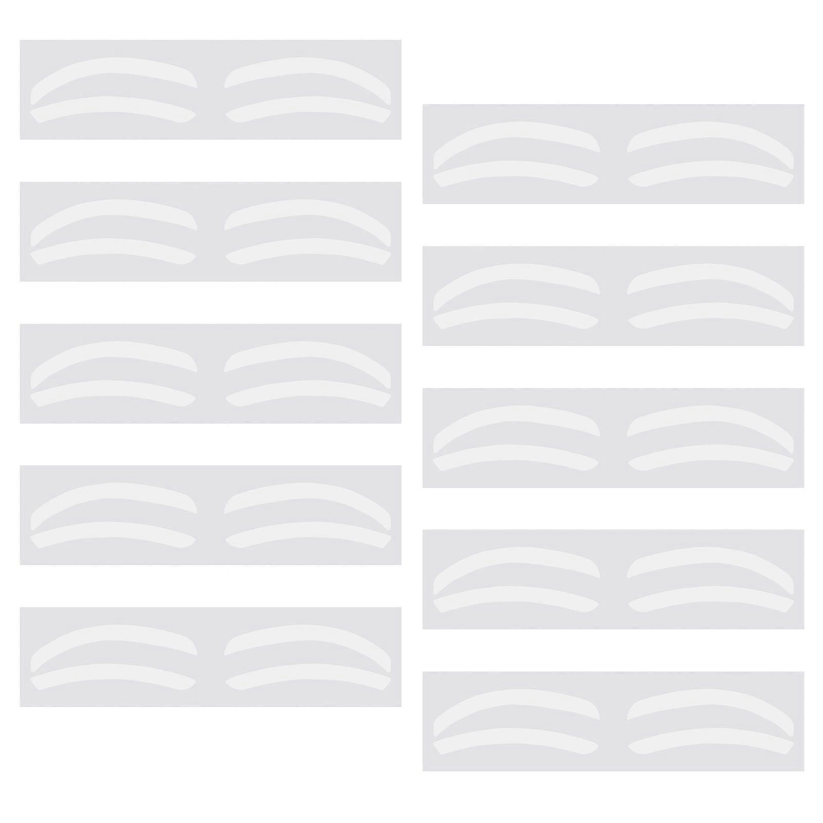 10 Count White Reusable Brow Stencils Customizable Waterproof Stickers For Professional Makeup Tool Multicolor