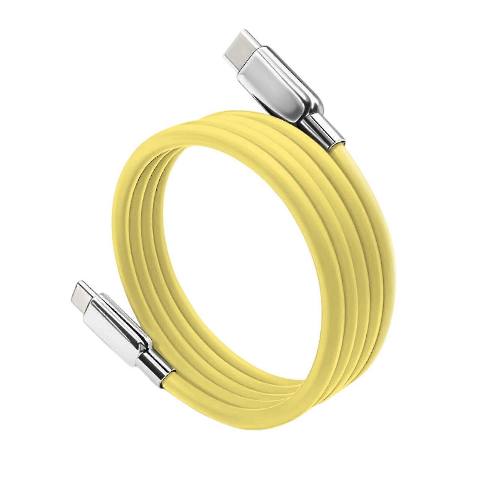 Silicone USB C To USB C Charging Cable Fast Charging Magnetic Support Data Transfer Cord For Phone Tablet Laptop  Yellow