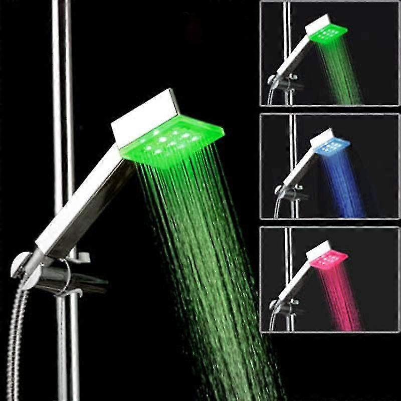 9led Square Shower Ultra-bright Temperature-controlled Three-color Shower Nozzle