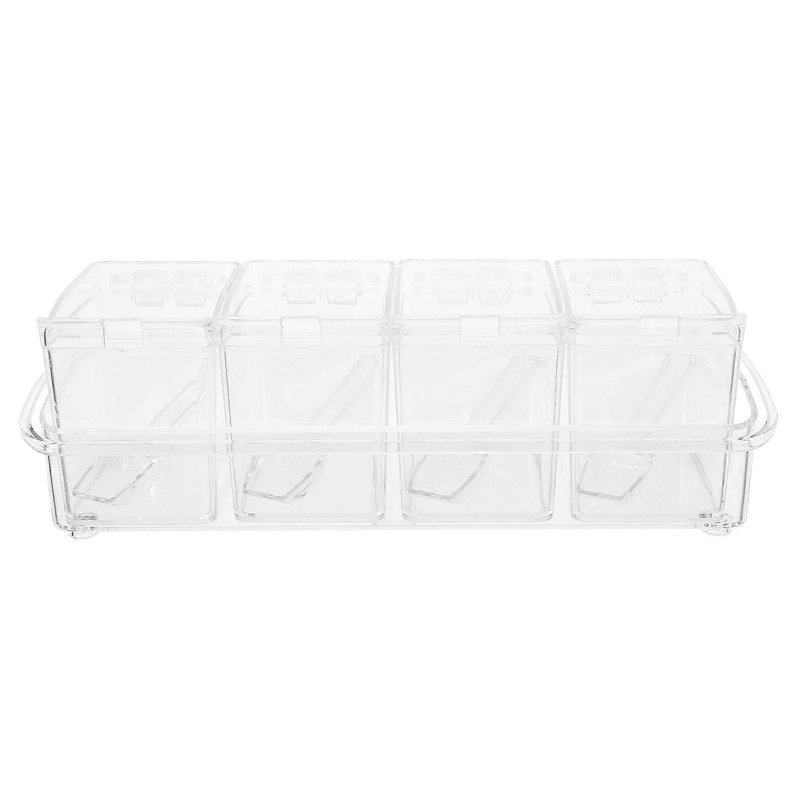 Transparent Seasoning Rack with Spoon for Kitchen Cooking 1Set