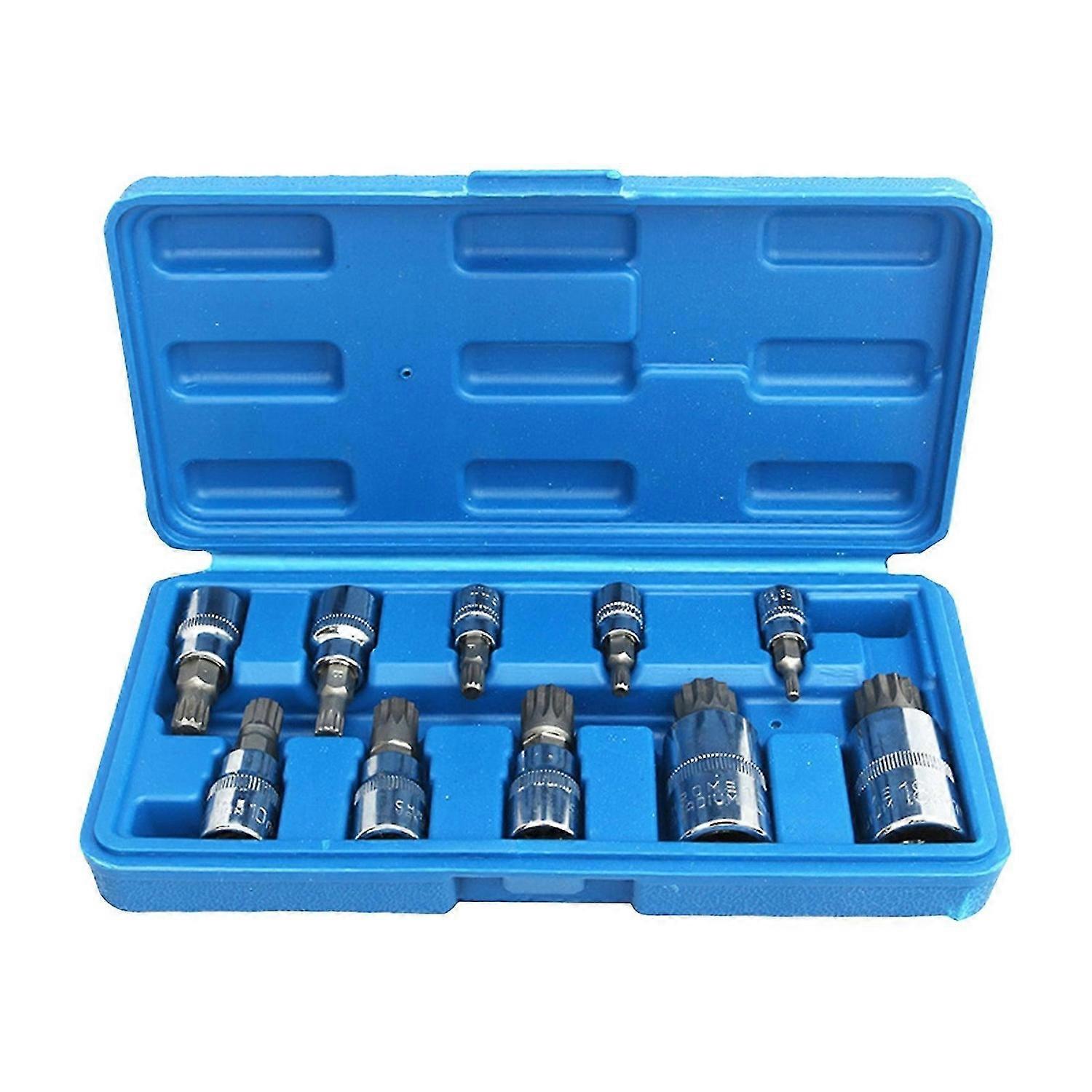 10Pcs Rustproof 12 Point MM Triple Square Spline Bit Sockets Steel Tools Set