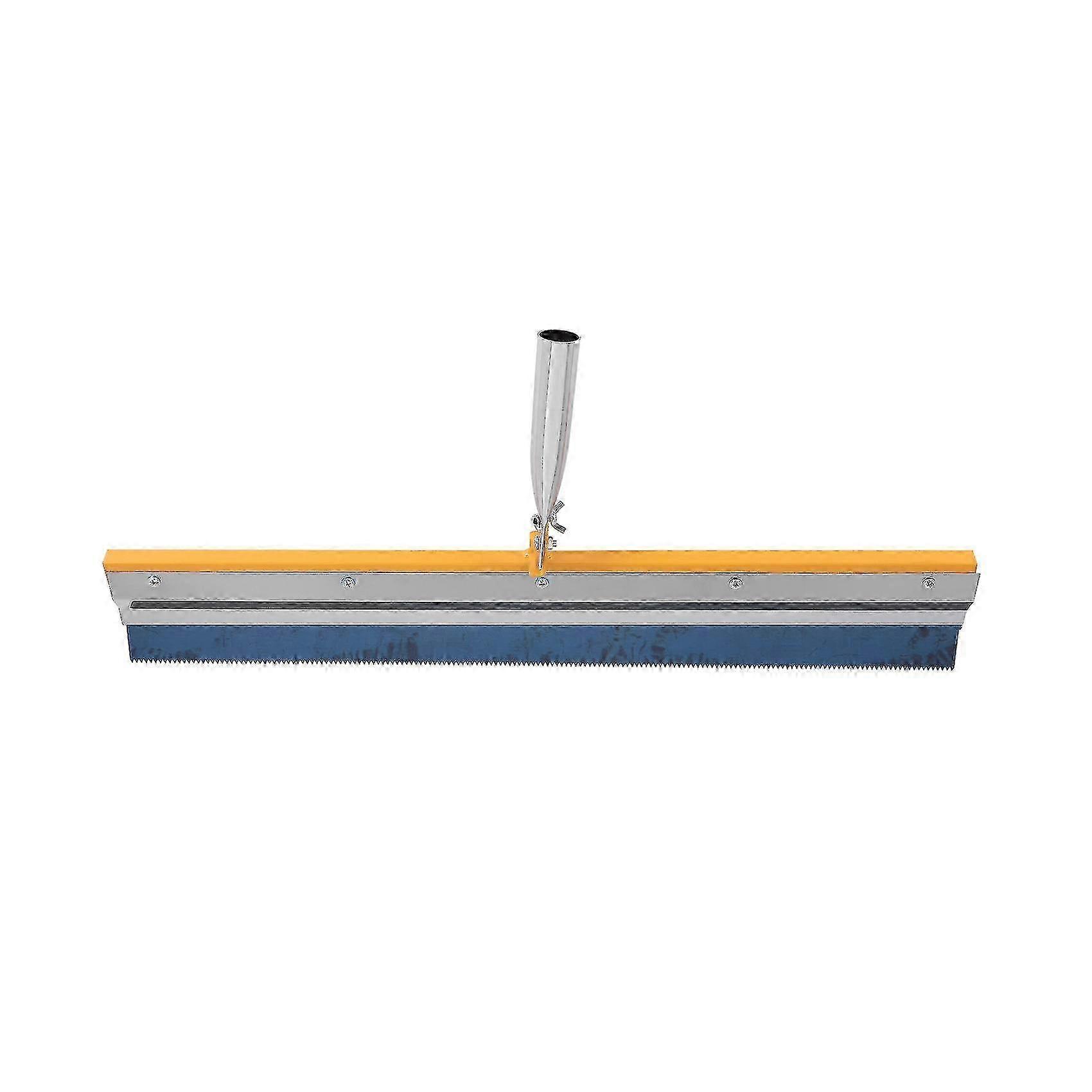 Stainless steel coating rake for cement floors - notched squeegee tool