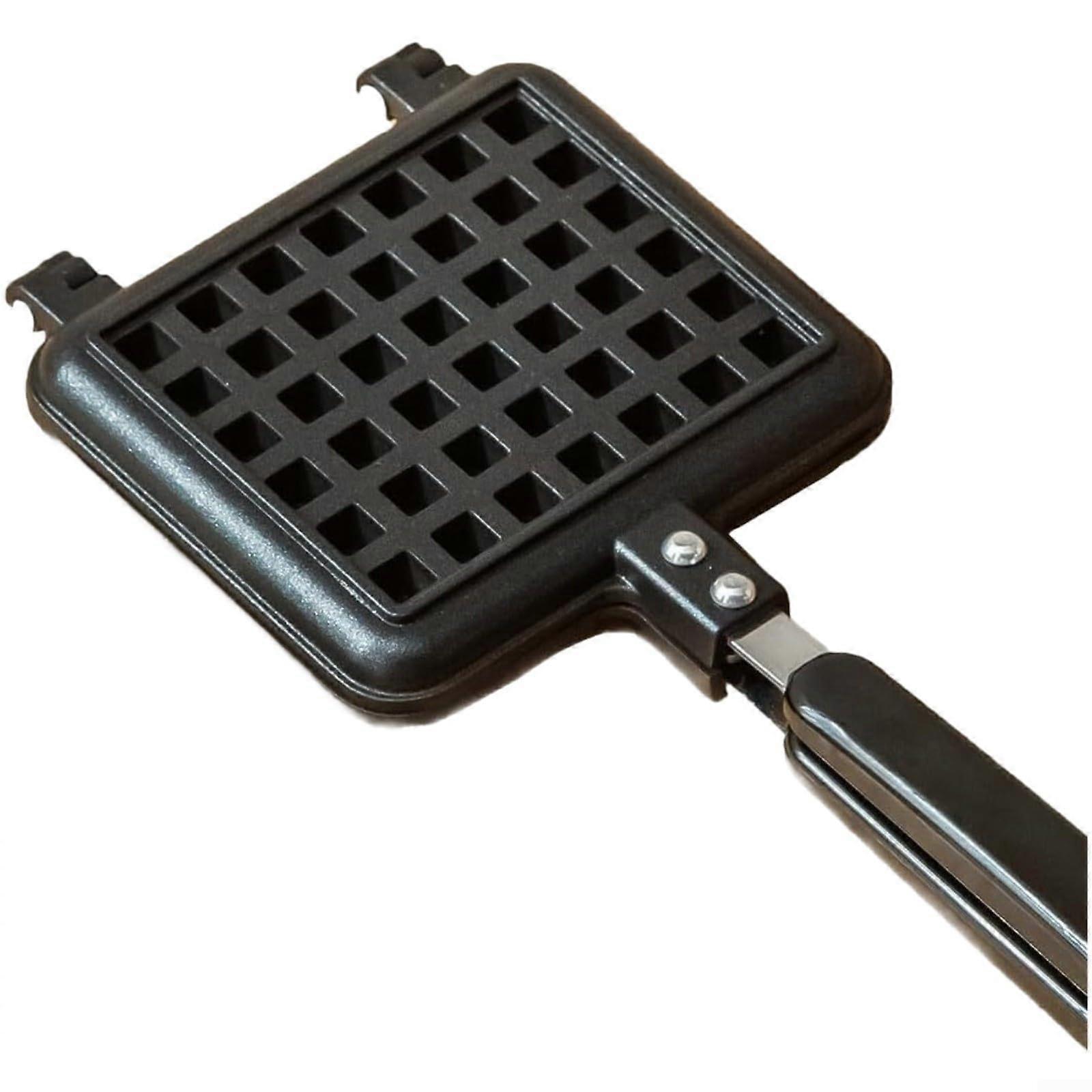 Waffle Maker Nonstick Stovetop Iron Plates with Easy Clean Coating and Alloy Handle for Home Baking