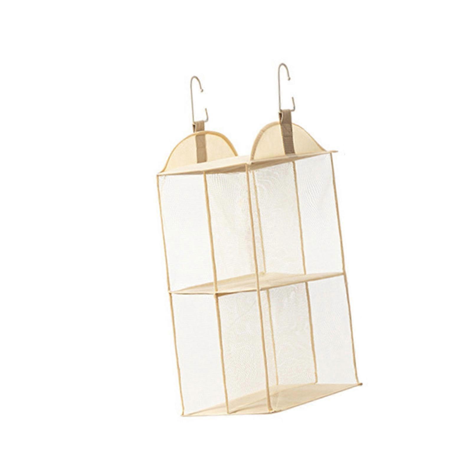 Multifunctional Hanging Storage Bag with Enhancing Capacity for Neat Arrangement of Cosmetics and Stationery  Beige Color