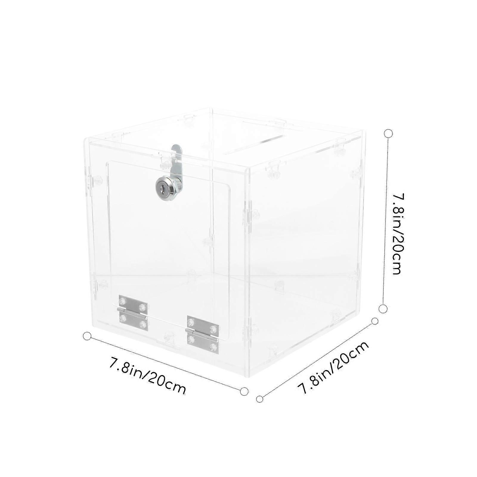 Donation Box Container Clear Acrylic Display Donation Box Ballot Secure Storage 20.00X20.00X20.00CM 1Pcs