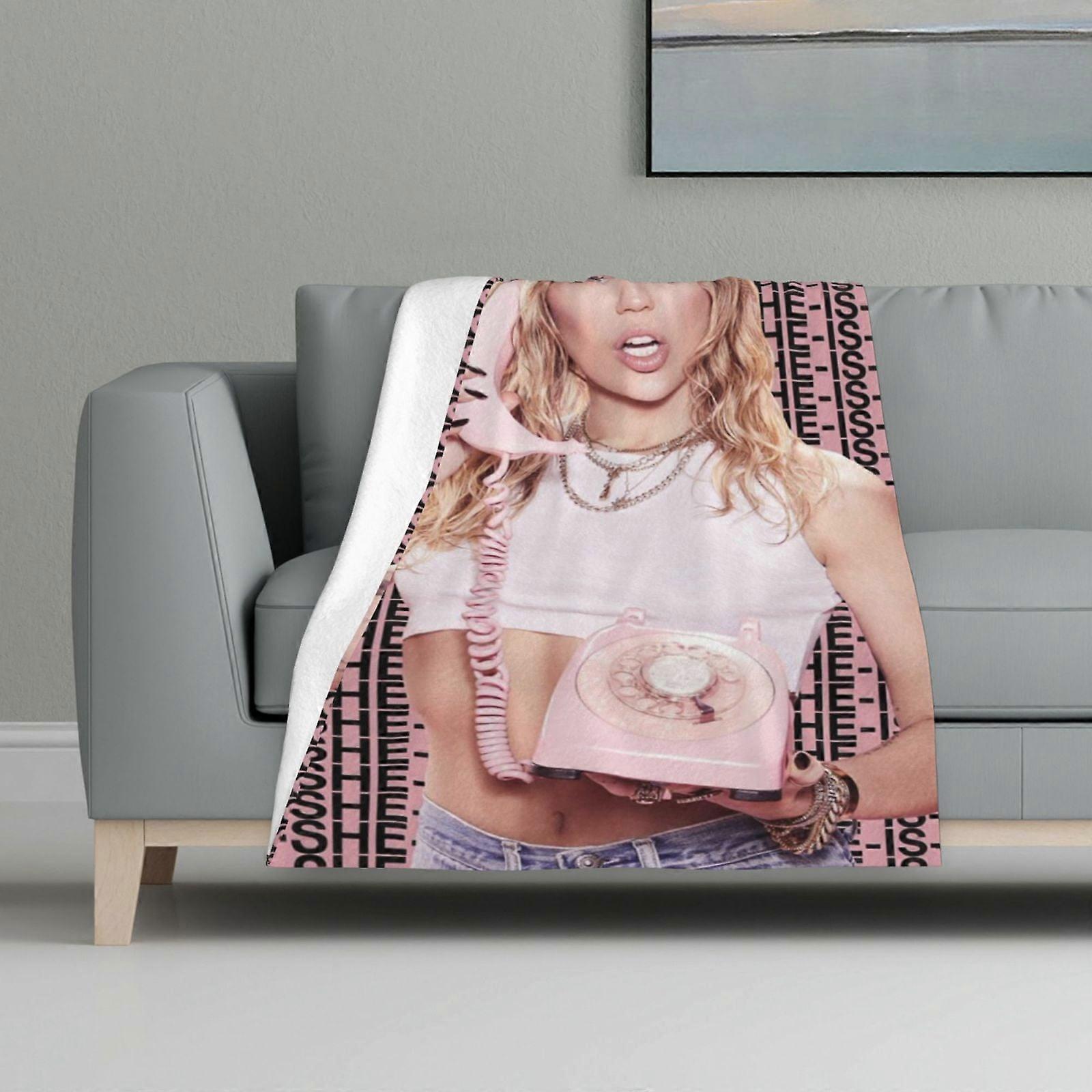 Blanket Multicolour Printed Blanket Super Soft Flannel Lightweight Fluffy Plush Bed Blanket Miley Cyrus