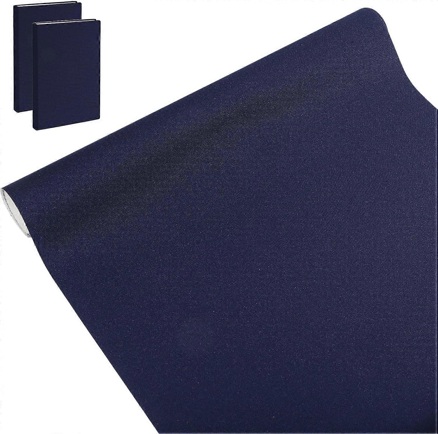 Marine Blue Book Cloth for Book Binding 40x17inch Solid Fabric Surface Paper Backed Washable and Reusable Protective Cover Book Binding Materials for 