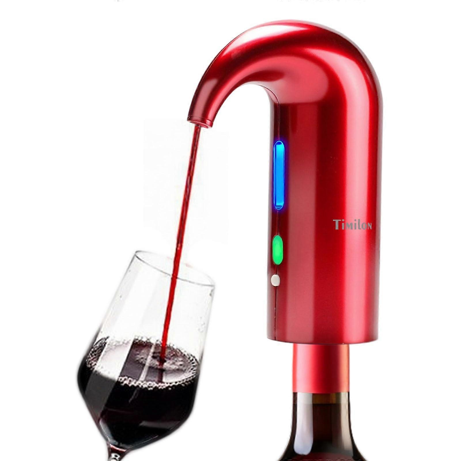 Electric Wine Aerator Pourer with Automatic Decanter, USB Rechargeable Dispenser for Home Bar Travel, Red