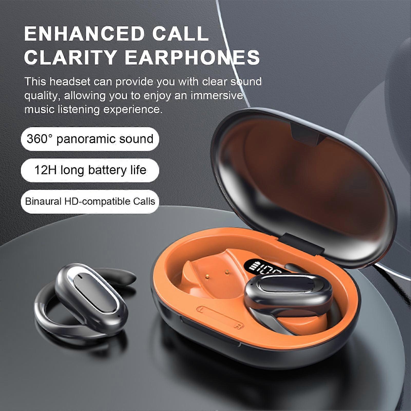 SUSUchens 1 Set Wireless Earphone Bluetooth-compatible 5.3 Headset Digital Display Noise-Reducing Ear-hook Headphone for Music Call Grey