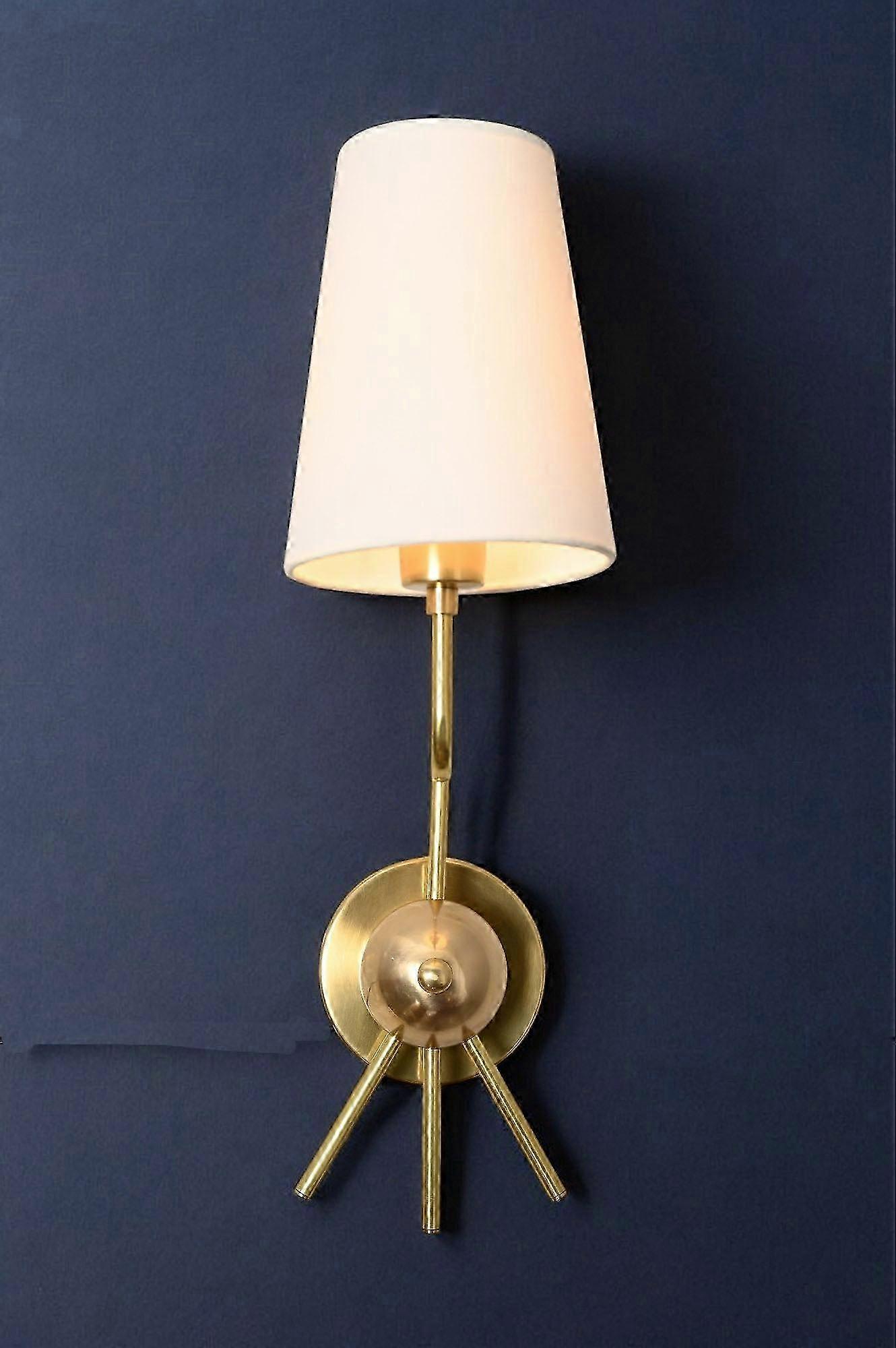 Handmade Brass Sputnik Wall Lamp – Linen Shade, Warm Timeless Glow