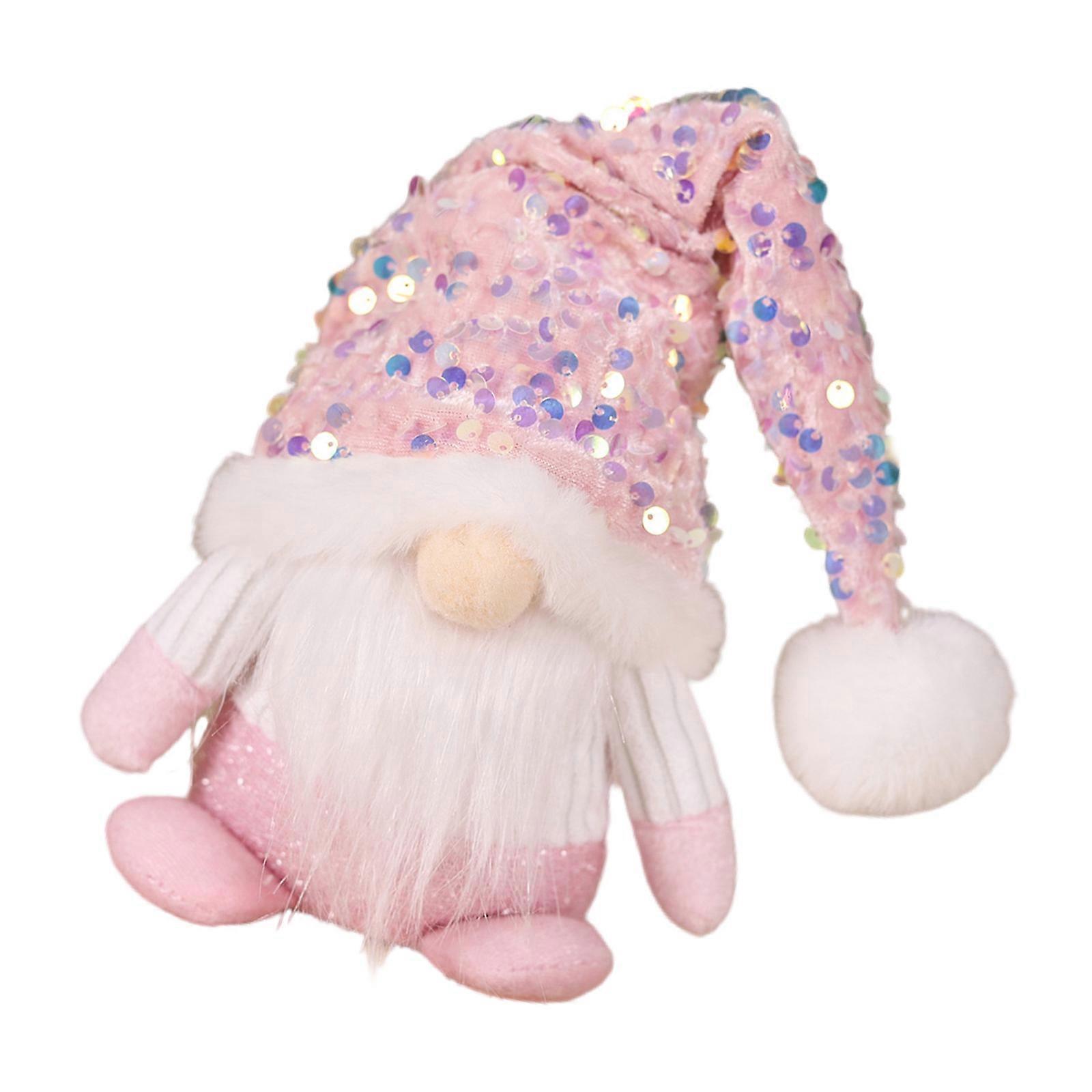 Pink Christmas  Dwarfs Toy Soft and Plushie With Colorful Sequined Hat/Dress Christmas Home Table Decoration Multicolor