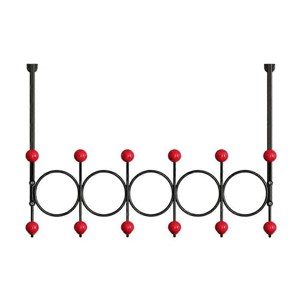 Wall Mounted Clothes Rack with Iron NoDrill Hooks for Door, Hanging Storage for Coats Hats