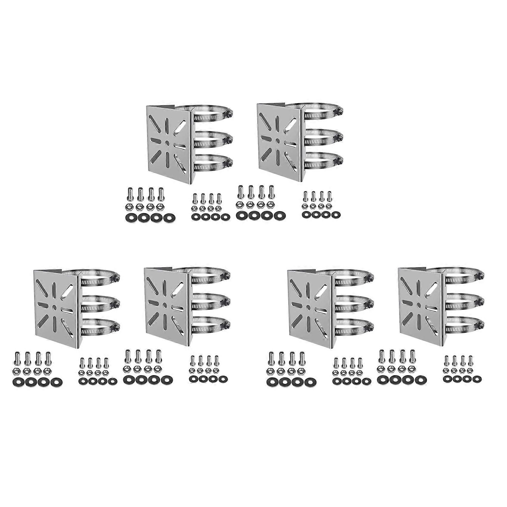 6Pcs Universal Wall Mounting Bracket with 6 Loops, Stainless Steel Vertical Pole Mount Adapter for CCTV Security Camera