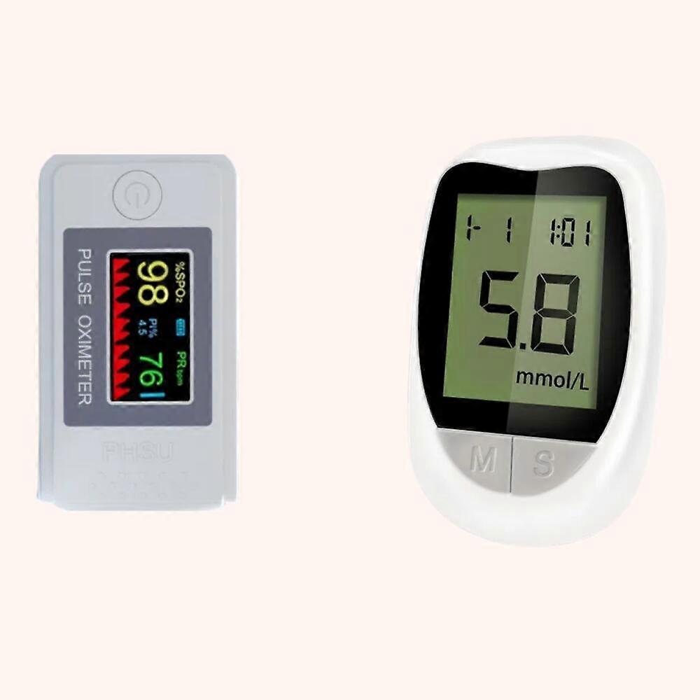 2PCS Home Self-Glucose Monitoring Blood Glucose Monitoring and Blood Oxygen Testing Kit