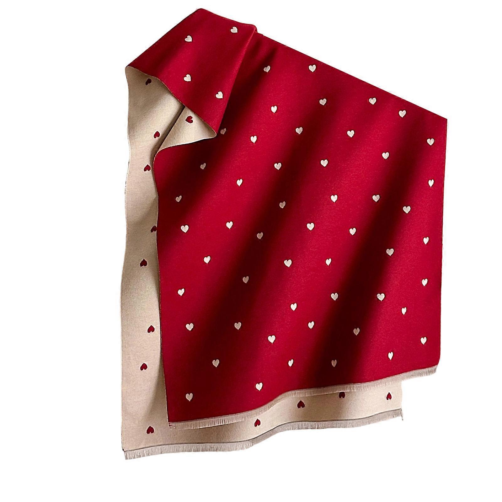 Double Side Shawl with Heart Pattern And Reversible Design Long Scarf For Cold Weather Shoulder Wrap for Women Girl  Red