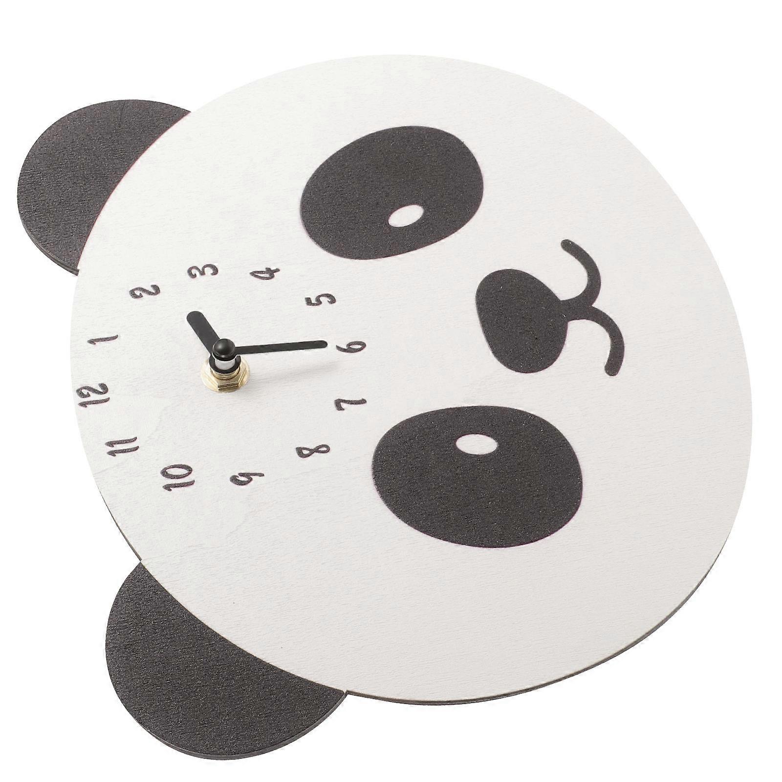 Wooden Panda Shaped Wall Clock for Timing with 2Pcs Mute Wall Clock Set