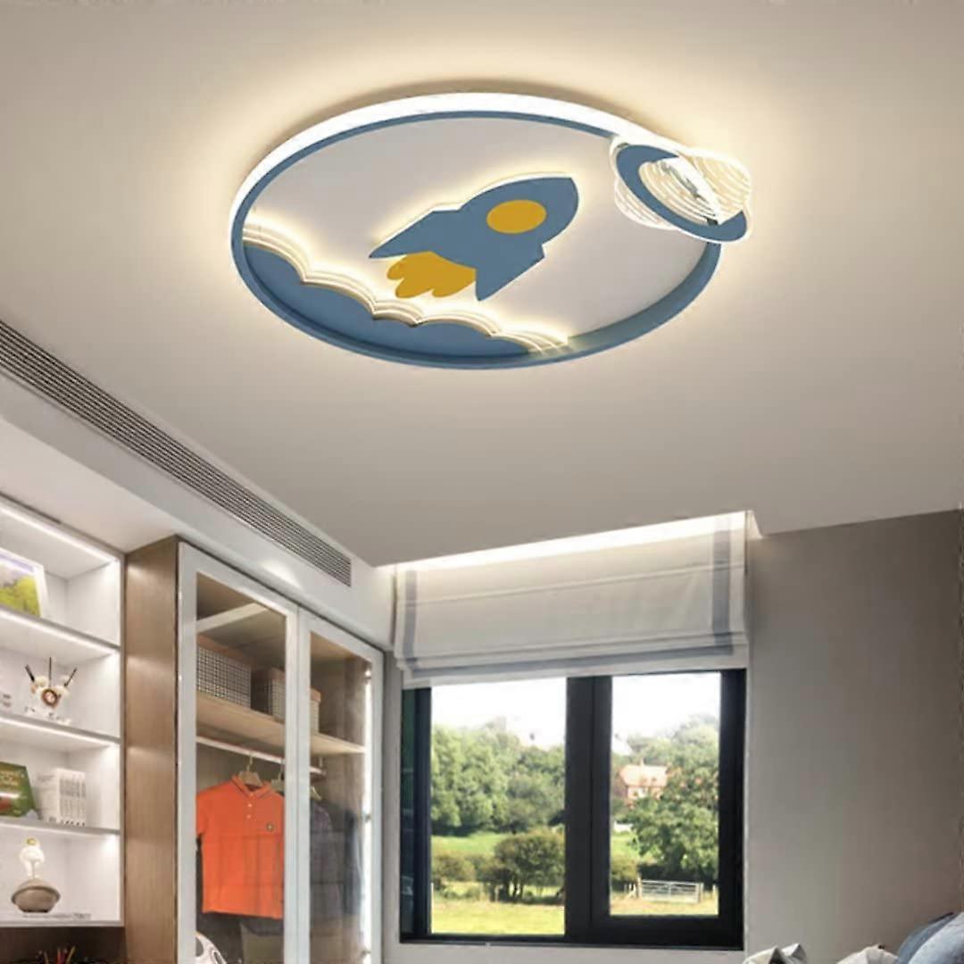 3D Rocket LED Ceiling Light for Kids Room, Dimmable with Remote, Color Adjustable, 15.9'', 40W