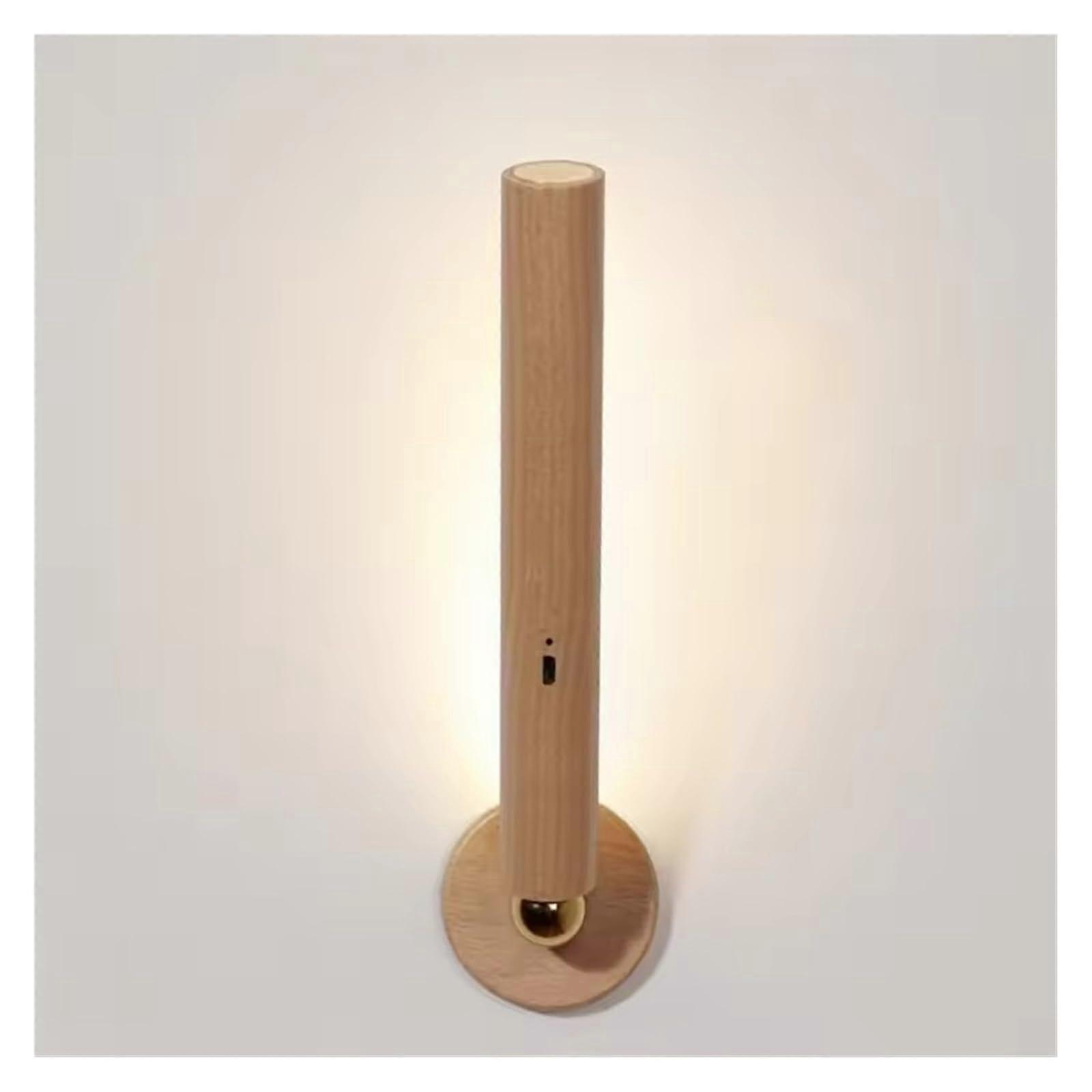 LED Desk Lamp 360° Rotation Touch Dimming USB Rechargeable Modern Wooden Light for Bedroom