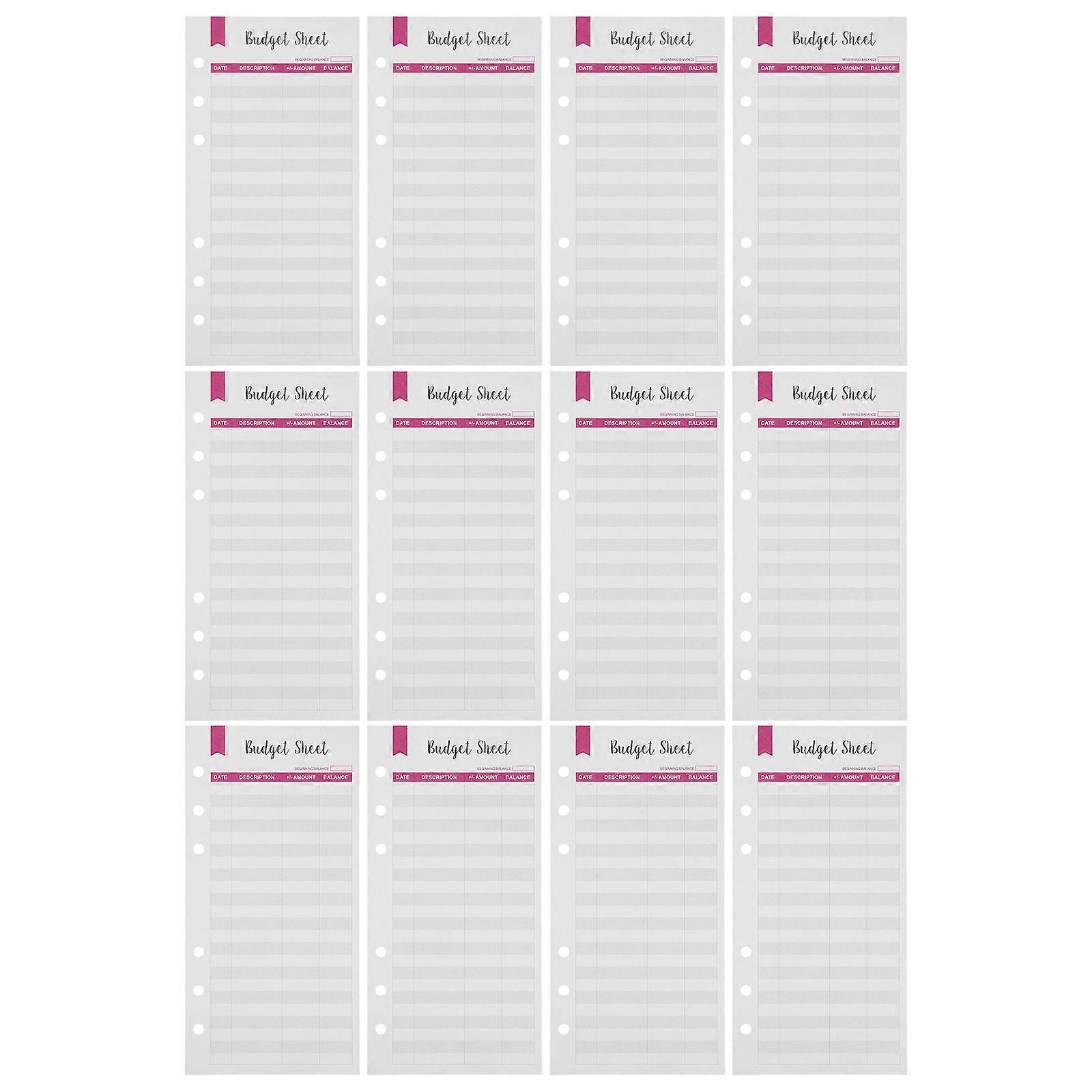 Budget Sheets for Binder with 6 Holes A6 Size Red Color Practical Financial Planner Refills