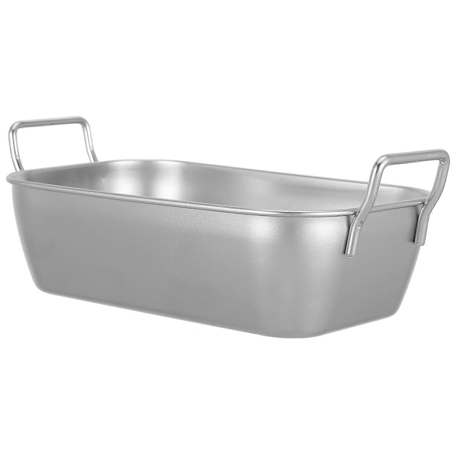 Grill Serving Tray for Storage Use 2Pcs Stainless Steel Tray with Handle