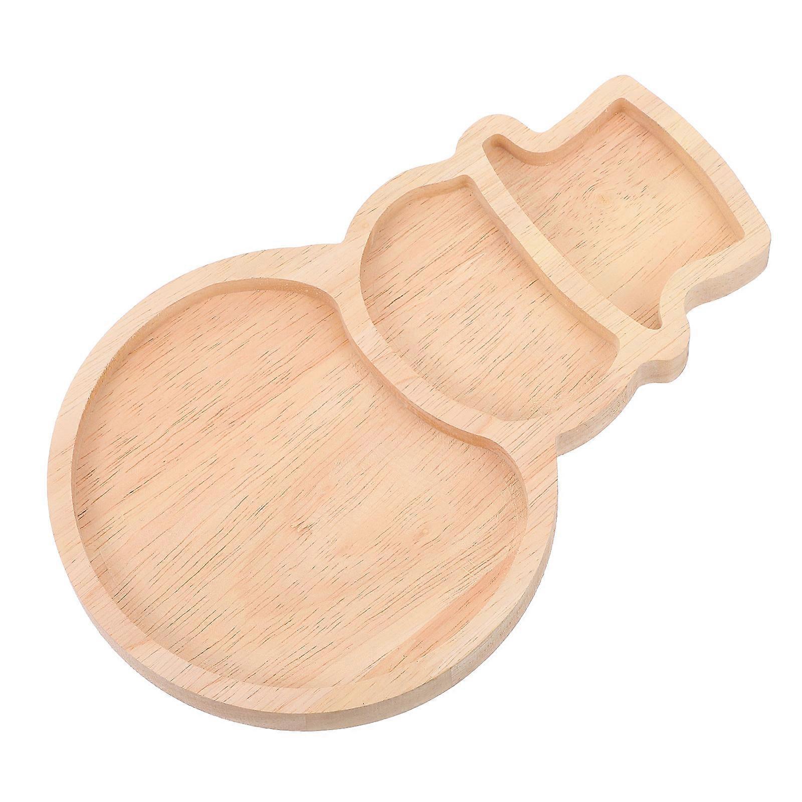 Creative Dish Tray Snowman Wooden Candy Plate for Storage