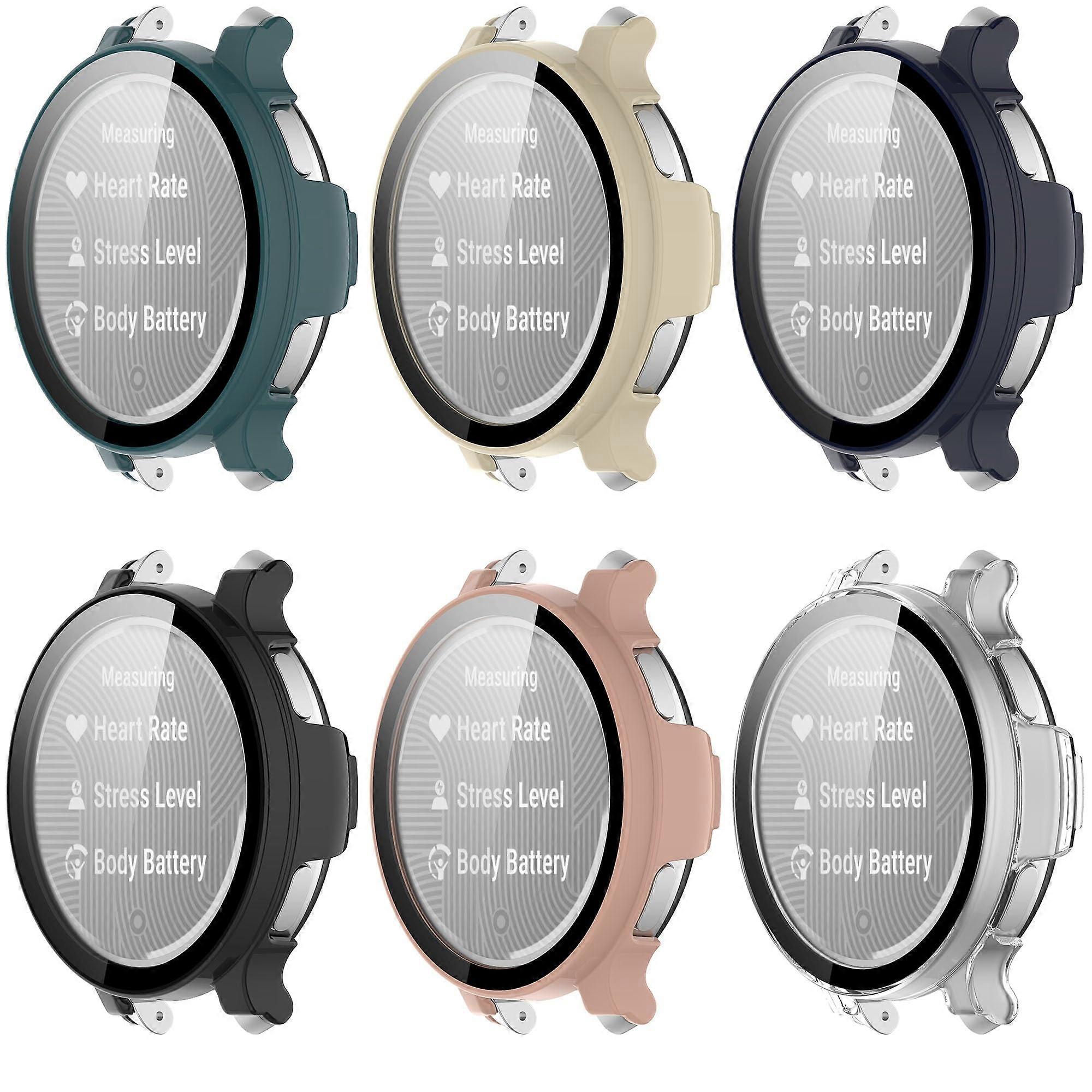 Case with 360° Full Coverage Tempered Glass Screen Protector, Slim Clear Bumper for Garmin Lily 2 Active