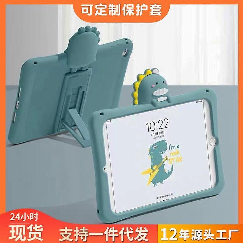 Capa para iPad 234/9.7 polegadas com dois dinossauros pequenos, desenho animado, sapo e pato, em silicone macio.