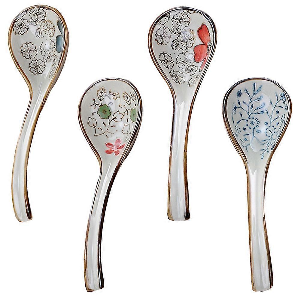 Dessert Spoons Culinary Spoon Dining Retro Style Anti-Rust 4Pcs