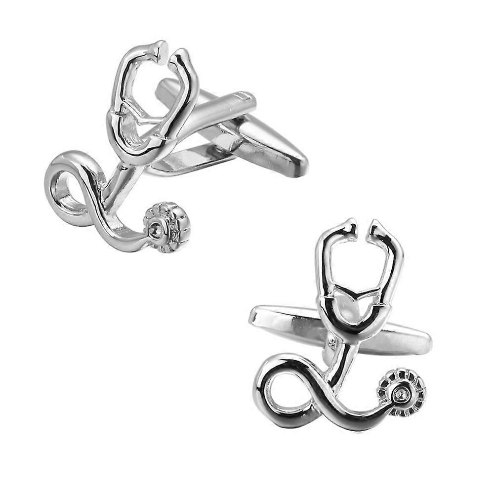 Silver Creative Sleeve Nail for Decoration 1Pair Stethoscope Cufflink