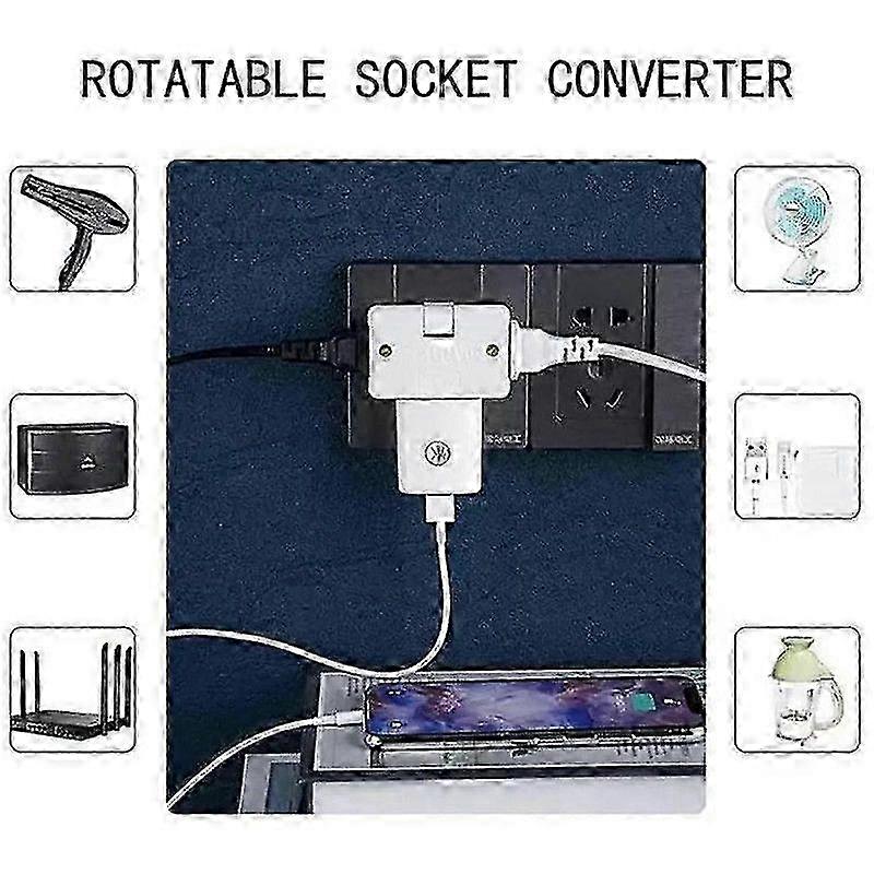 Rotatable Socket Converter, 3 Way Rotatable Socket Converter  Pink