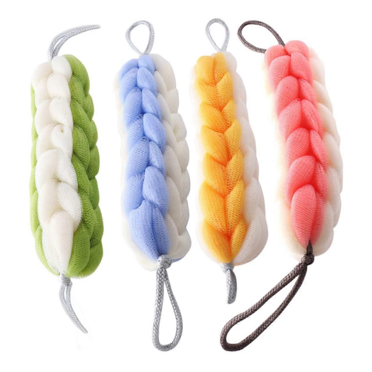 4pcs Exfoliating Back Scrubber Long Handle Bath Body Scrubber for Smooth Skin with Hanging Loop