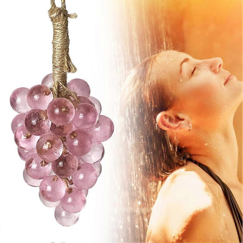 Soap on a Rope Grape Cluster Handmade Decorative Bath Soap for Bathroom and Kitchen Use