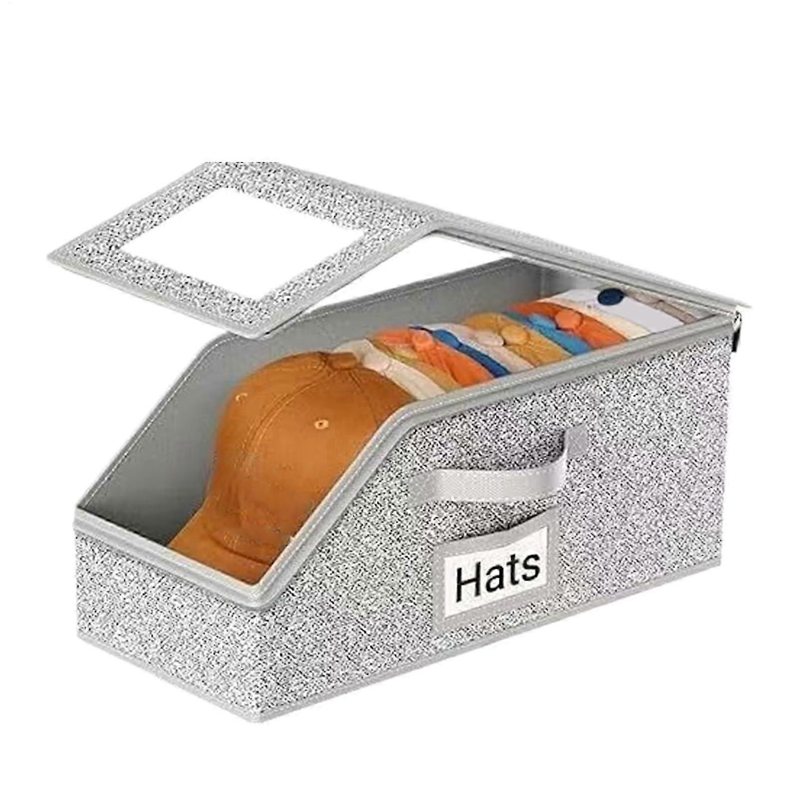 Baseball Cap Organizer Stackable Hat Storage Box for Closet Holds Up to 24 Caps Save Space