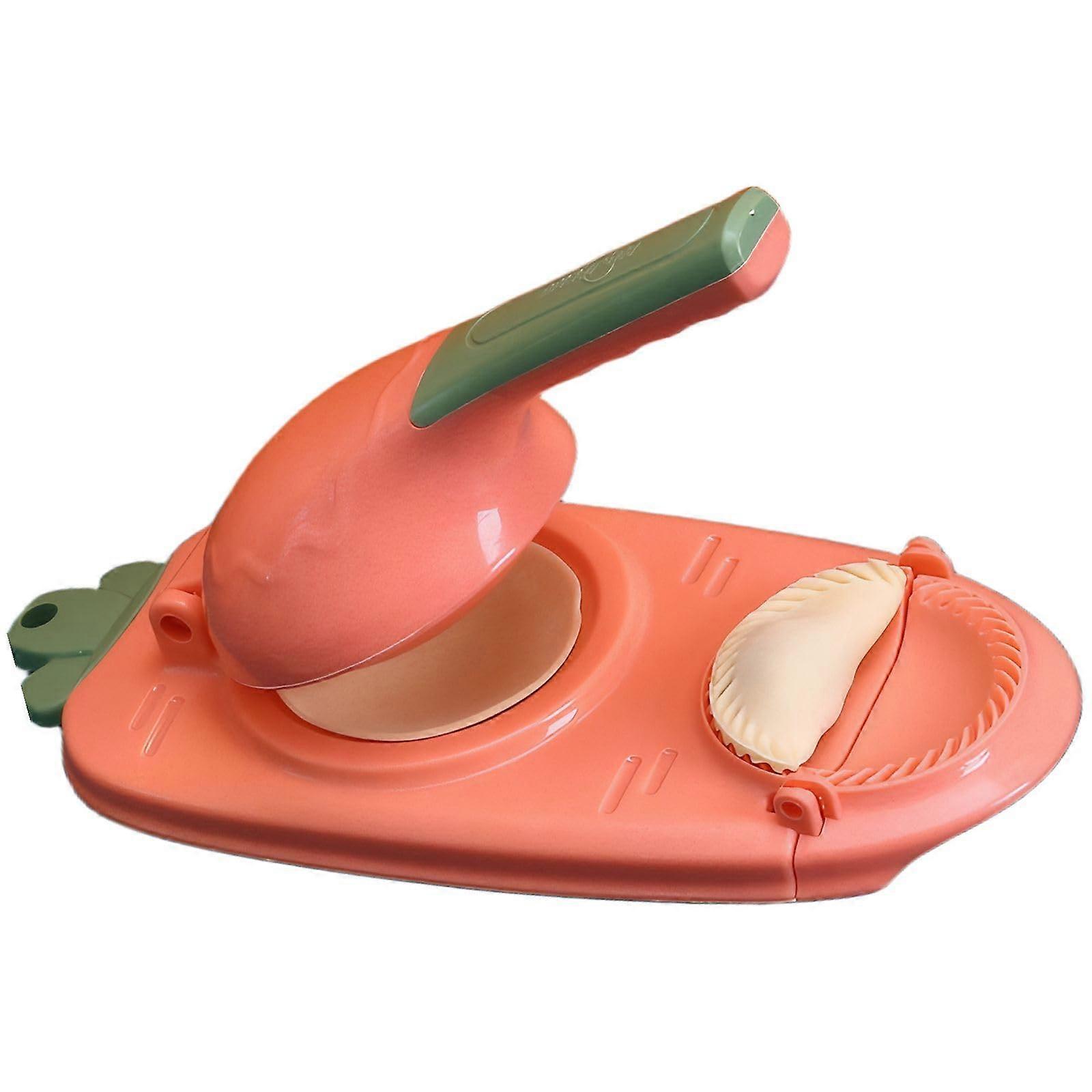 Dumpling Maker Press with BuiltIn Scraper, Ergonomic Handle for Homemade Dumplings and Wontons, Pink