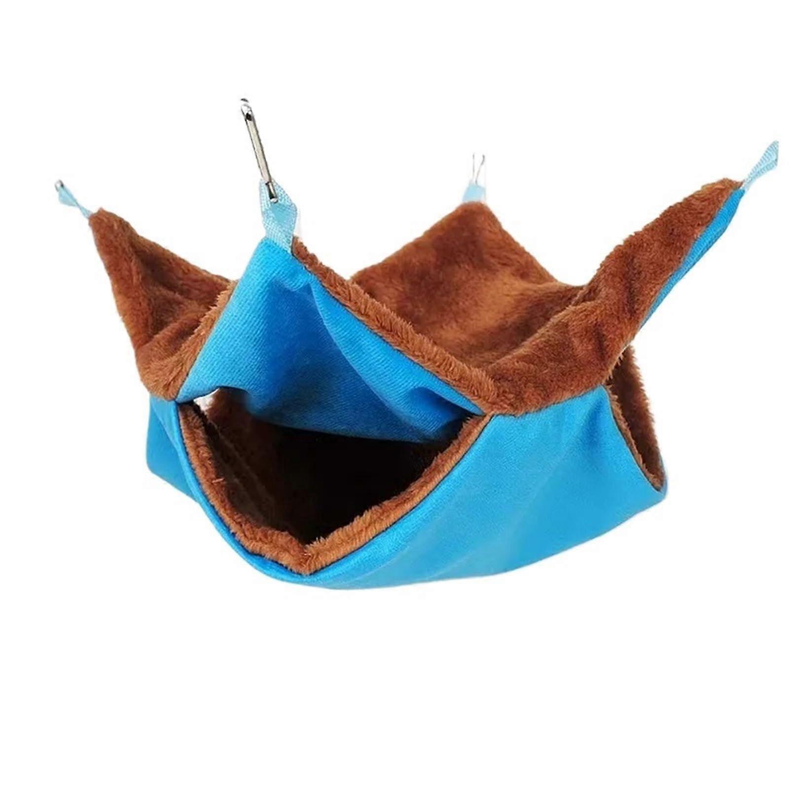 Ferret Hammock Plush DoubleLayer Soft Winter Hanging Bed for Small Pets Rats Hamsters Blue 3PCS
