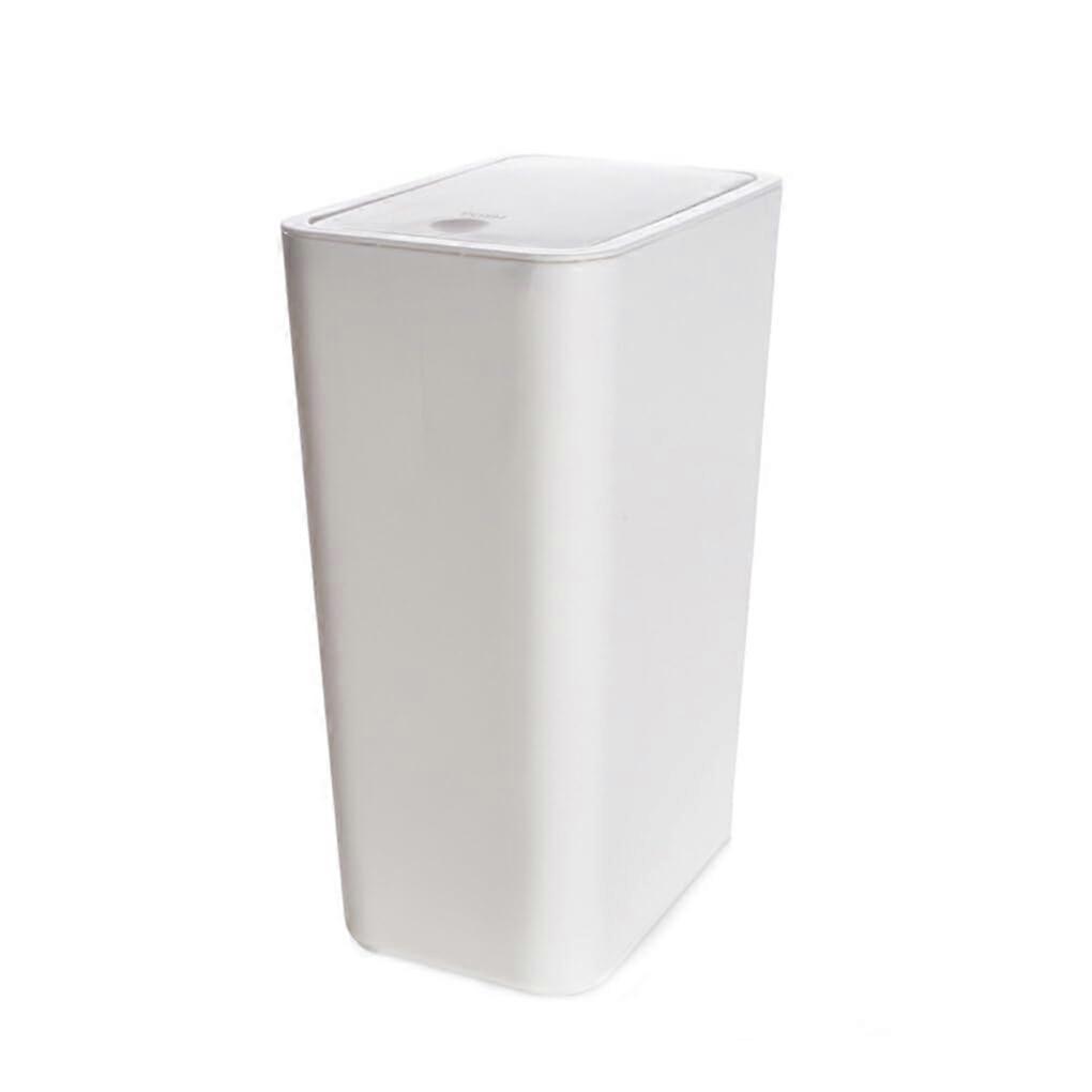 Space Saving Trash Can with Modern Square Design for Bathroom or Kitchen, White, Large