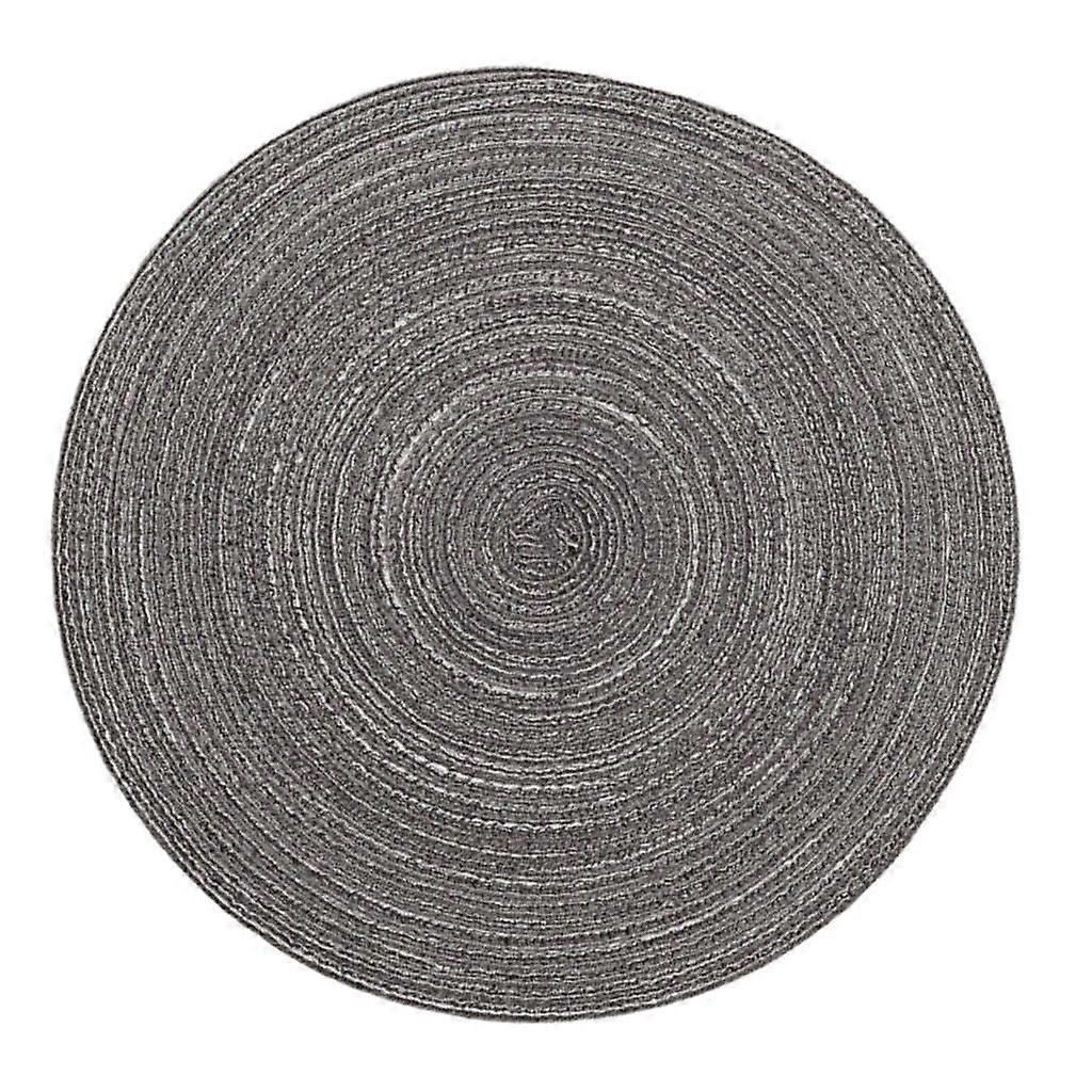 Large Round Braided Placemats Dark Gray Heat Resistant Washable Dining Table Mats