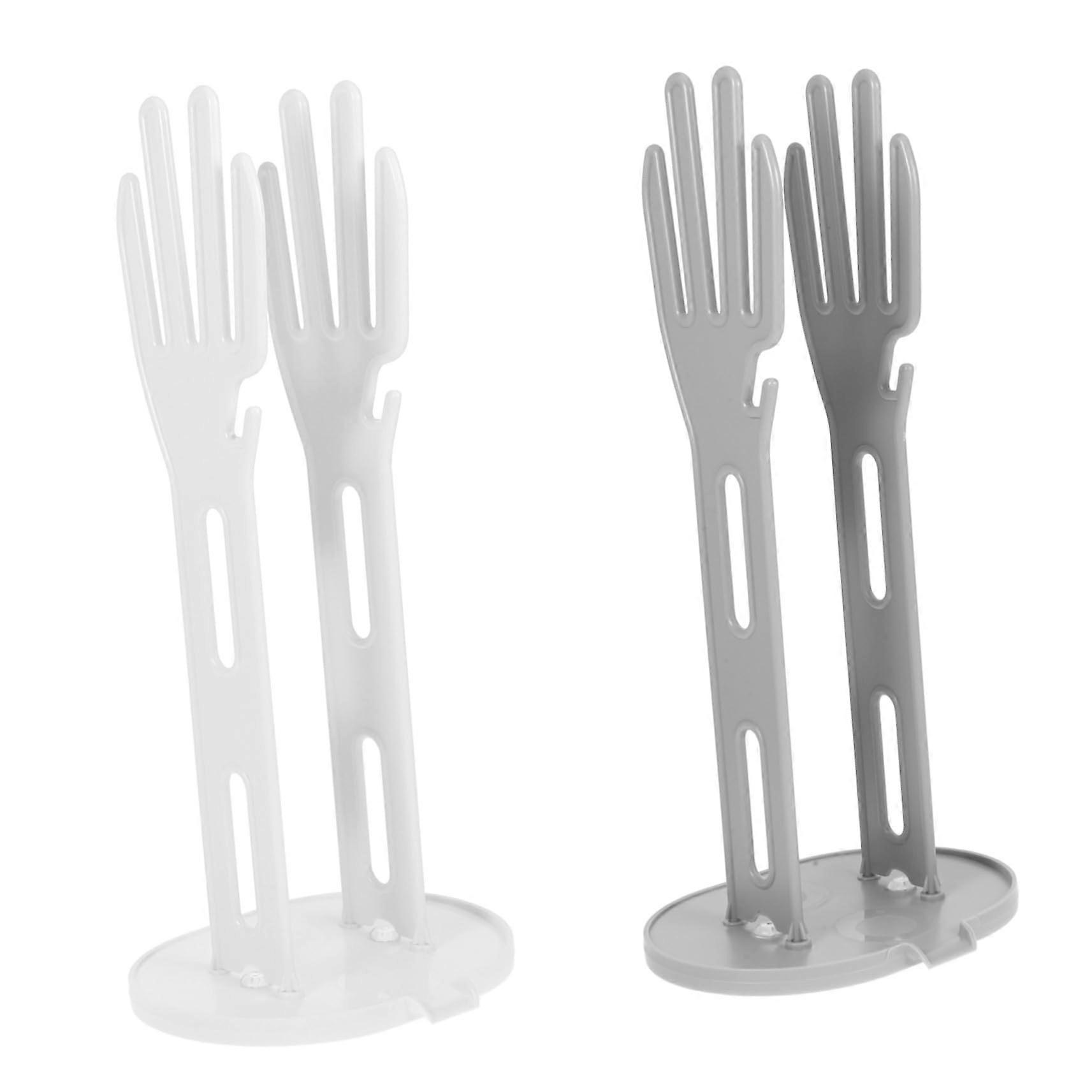 2pcs Glove Drying Rack QuickDrying MultiPurpose Kitchen Towel Holder with Stable Base White Grey