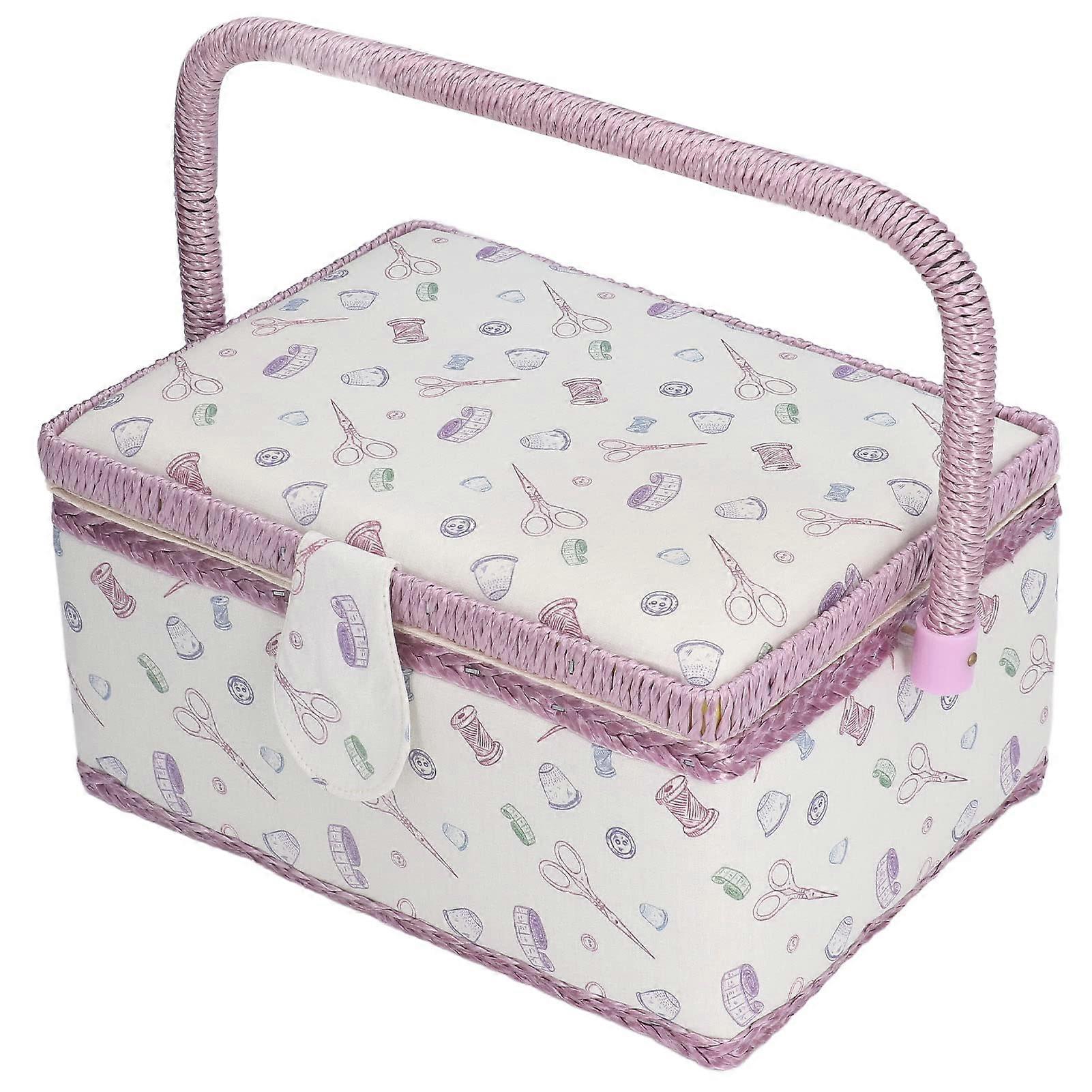 Sewing Organizer with BuiltIn Pincushion, Wall Mounted Polyester Fabric Storage Box for Threads