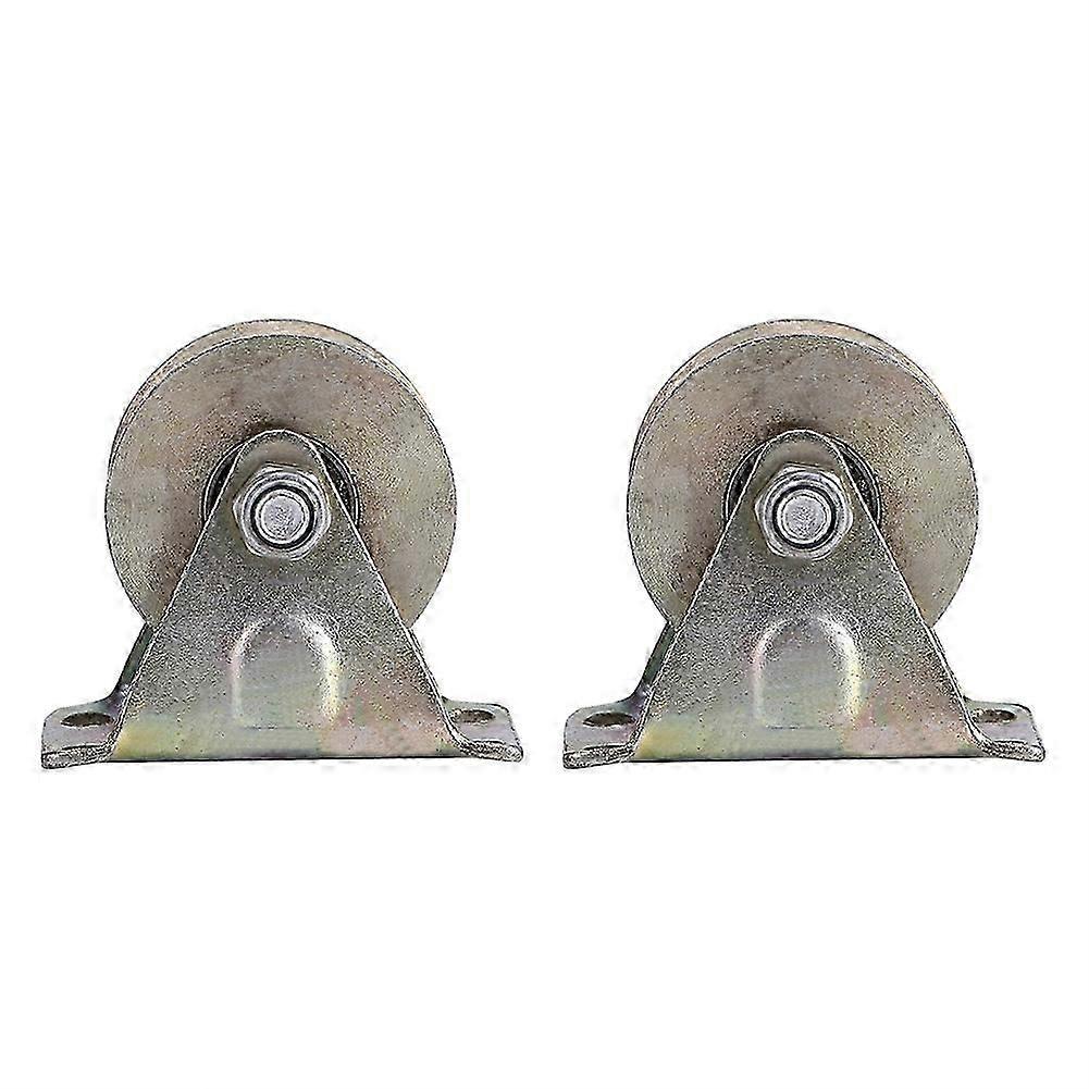 2pcs V-Type Steel Sliding Gate Roller Wheels with Brackets