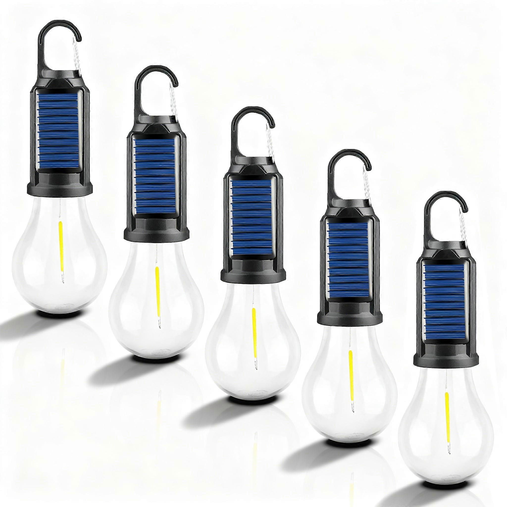 5Pack Camping Lantern Set, Rechargeable Solar LED Lights with USBC, Waterproof, 3 Modes, Hook