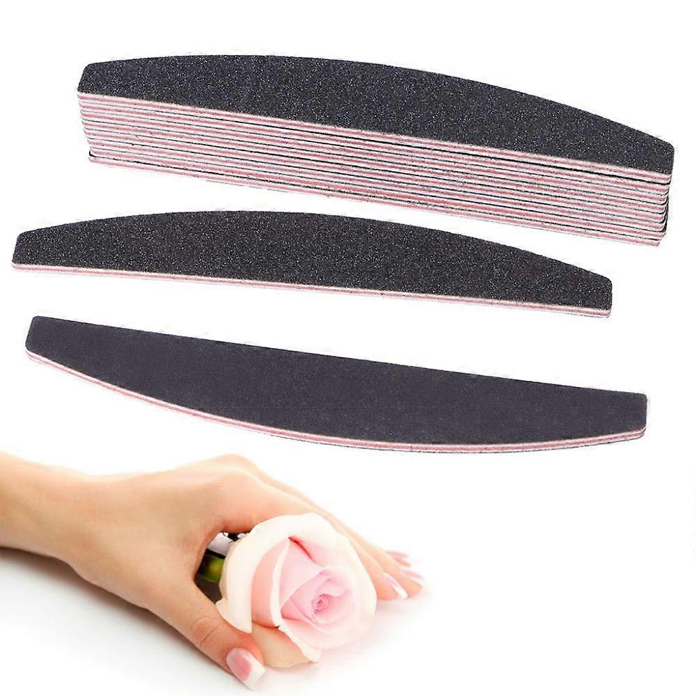 Professional DoubleSided Nail File Buffer 100/180 Grit Curved Ergonomic Shape Black and Pink