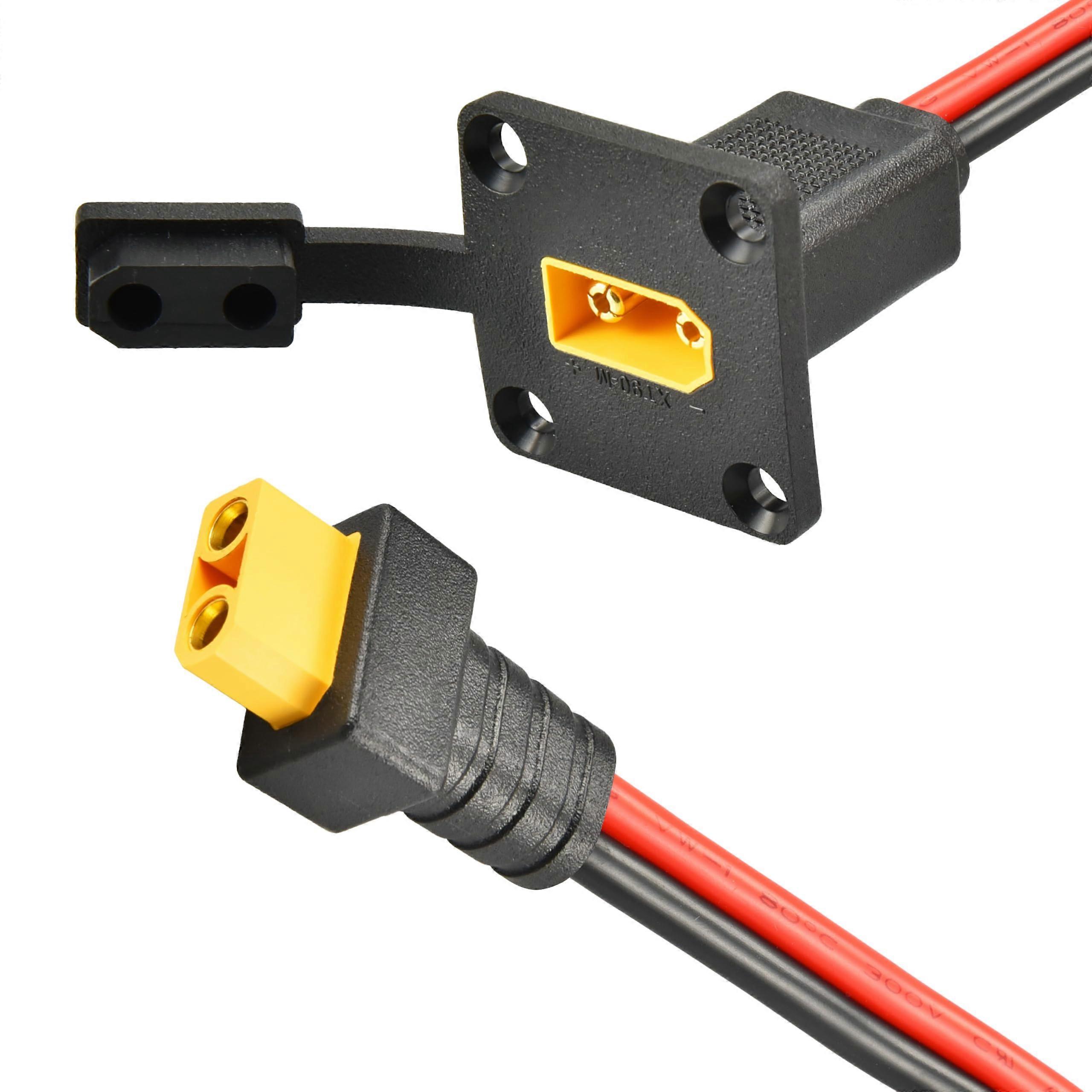 10FT 10AWG XT90 AntiSpark Waterproof Panel Mount Cable for Solar Generators, LiPo and FPV