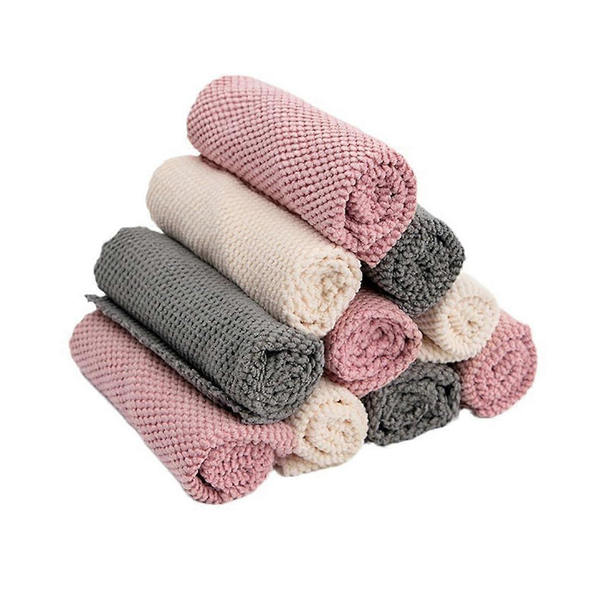 Microfiber Kitchen Cleaning Cloths 10 Pack, Multi Color Absorbent Dish Towels for Multiple Use